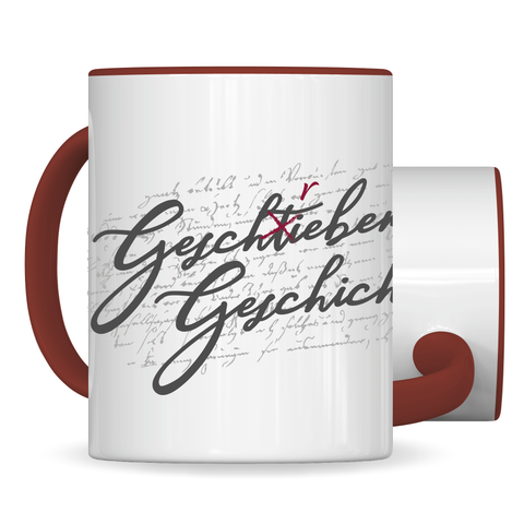 Gestiebene Geschichte Tasse Weinrot | Geschriebene Geschichte