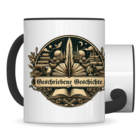 Logo Tasse Schwarz | Geschriebene Geschichte